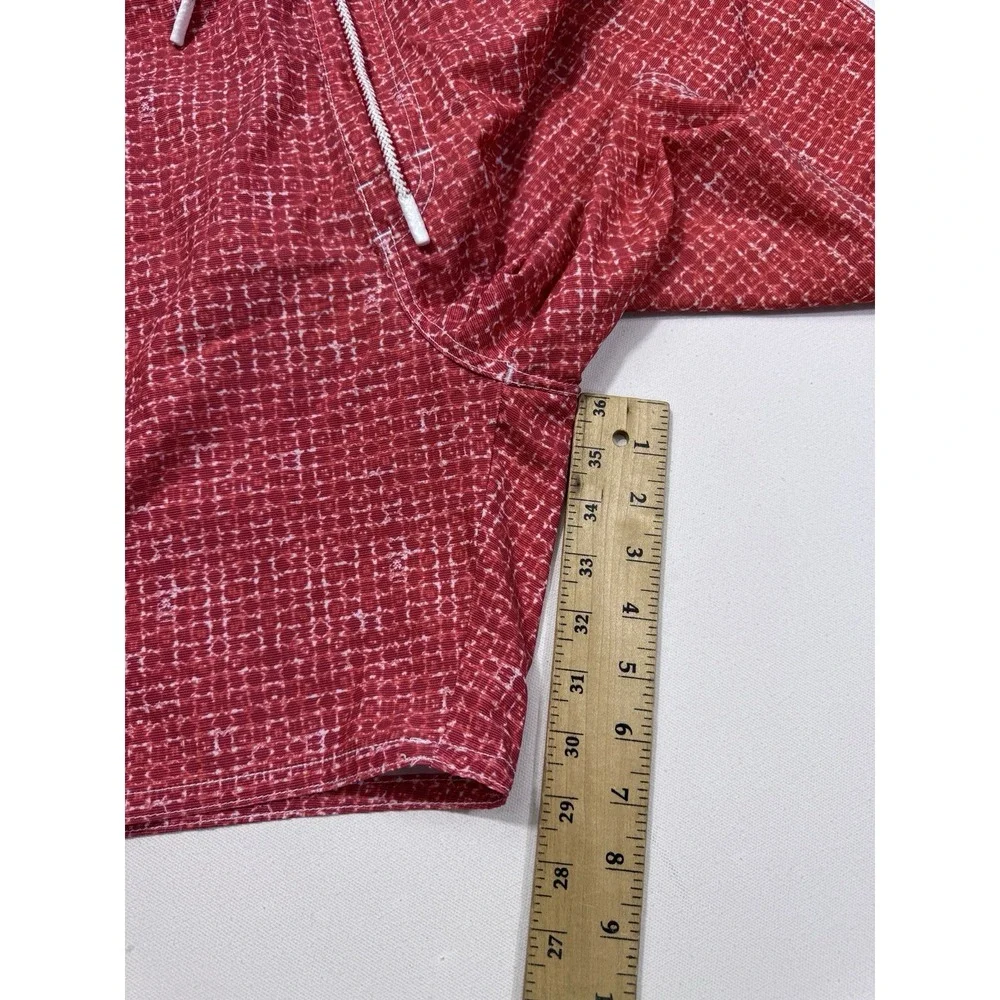 Johnnie-O Red Eden Geometric Swim Shorts Mens XL Mesh Lined Beach Resort Trunks